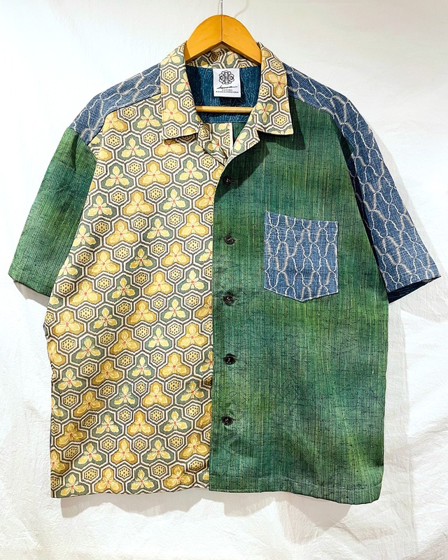 Kimono Collage Shirt - ALOHA SHIRT - / 着物アロハ カレッジシャツ
