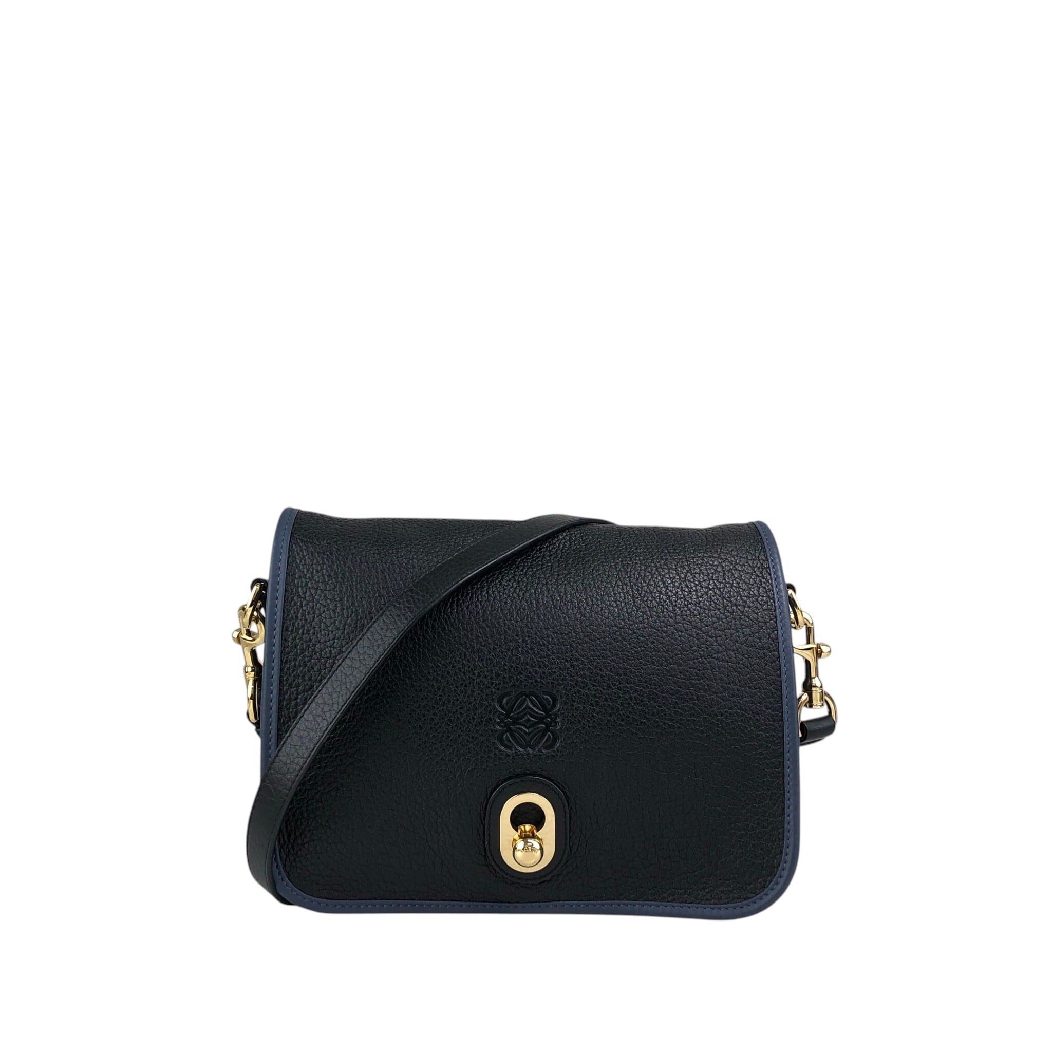 LOEWE ロエベ ショルダーバッグ ネイビー×ブラック アナグラム レザー