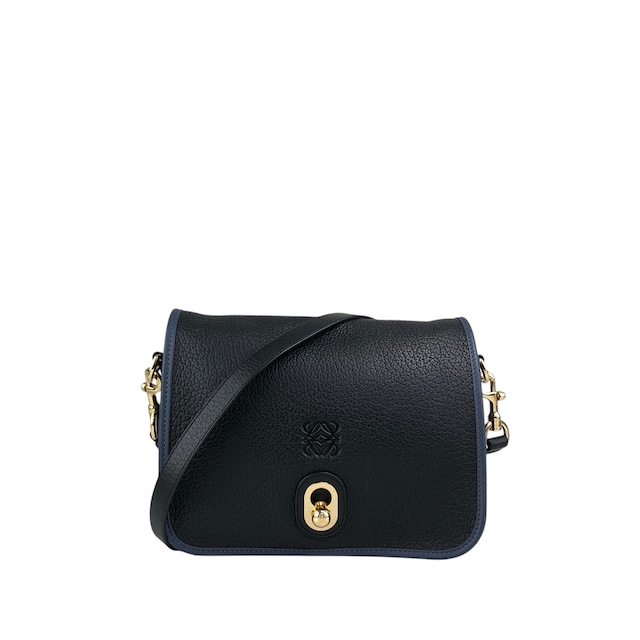 LOEWE ロエベ ショルダーバッグ ネイビー×ブラック アナグラム レザー ロック vintage ヴィンテージ オールド r7bby7