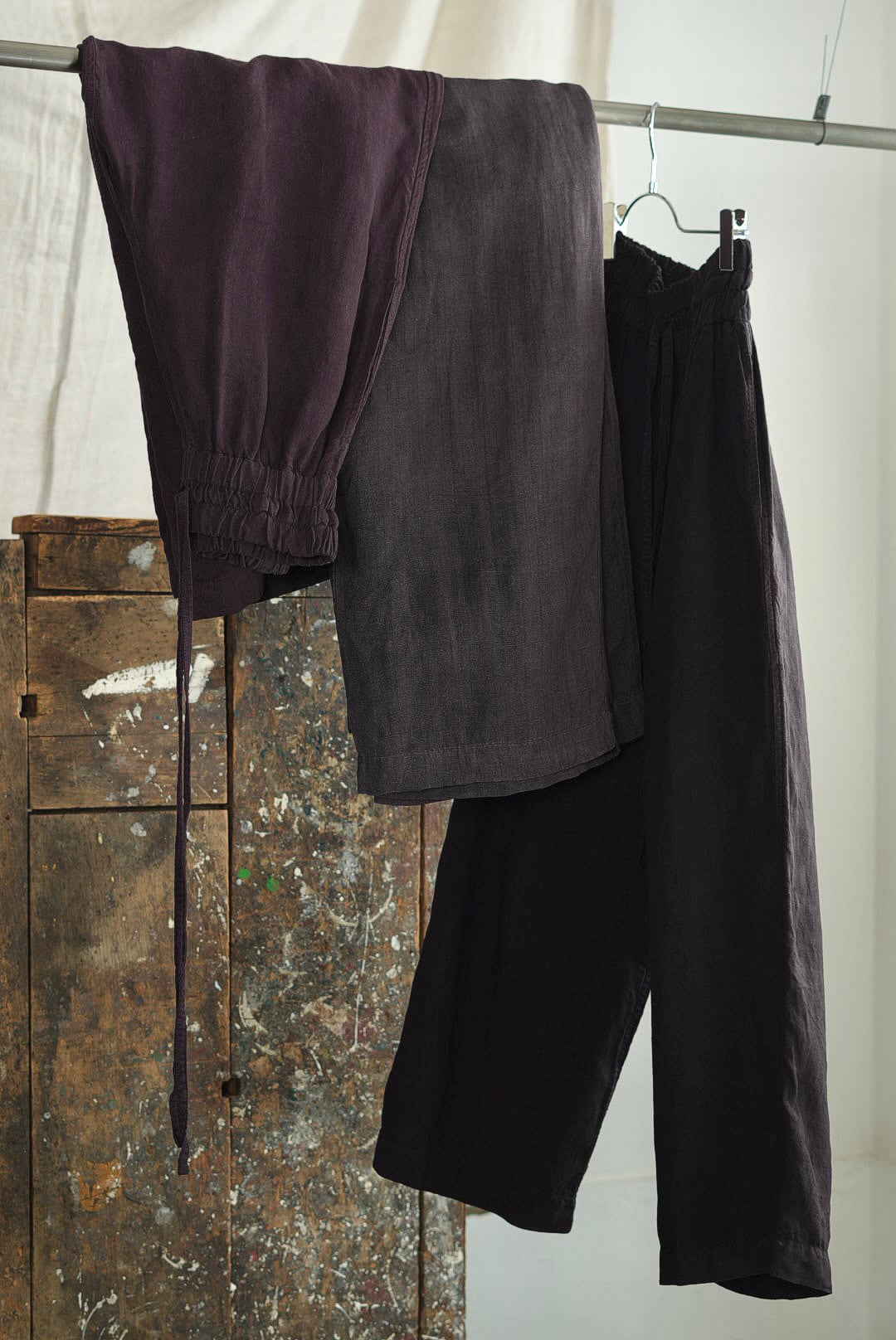 VINCENT JALBERT - VINTAGE FRENCH LINEN LARGE PANTS / WINE