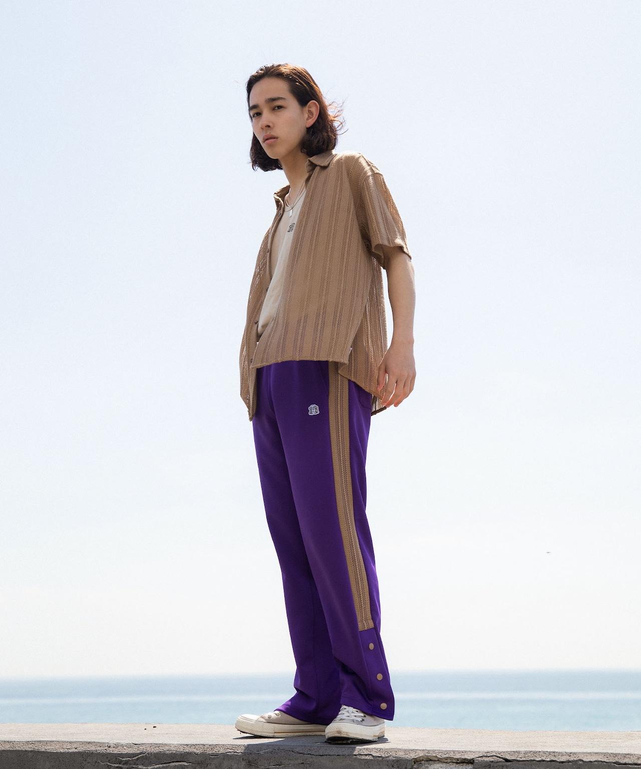 【#Re:room】MESH LINE TRACK PANTS［REP210］