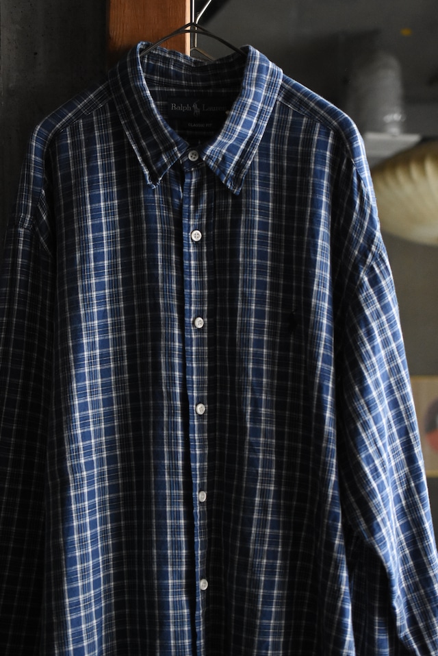 OK/00-90's "Ralph Lauren" cotton × linen B.D shirt