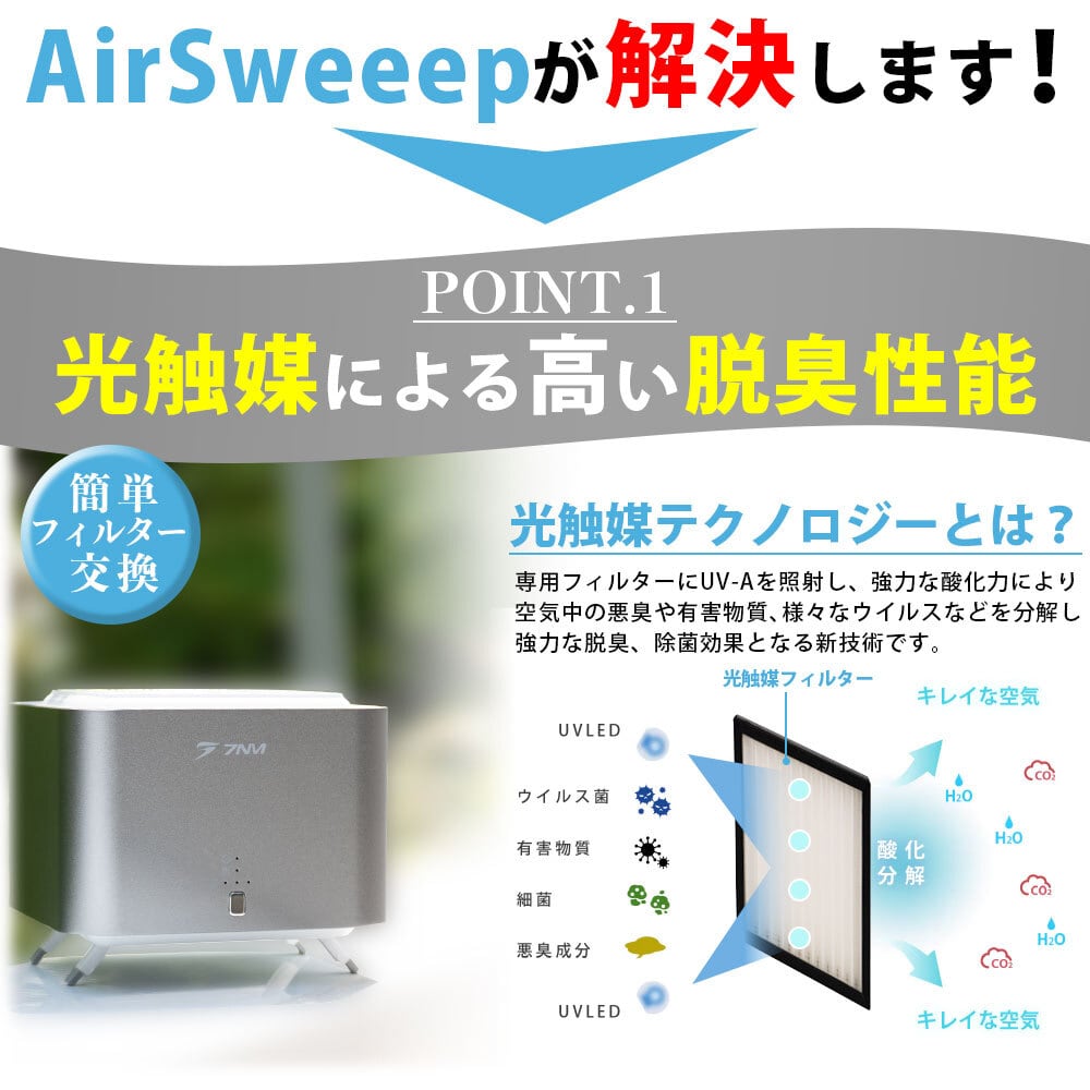 空気除菌脱臭機【AIR Sweeep】 | 【公式】光触媒の7NM直販サイト