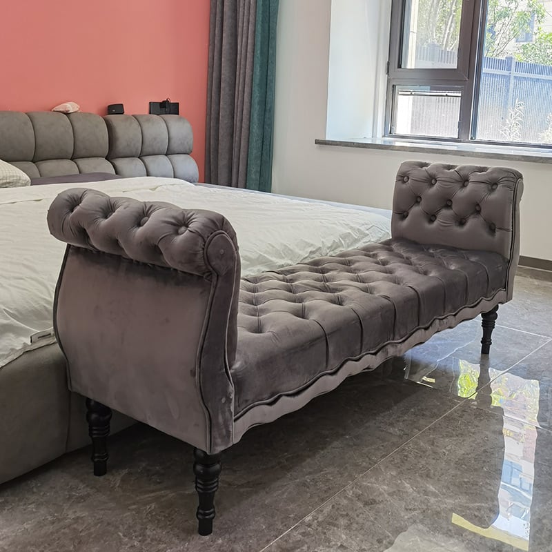 スツール 幅広 ボタンタフティング 全長 120cm おしゃれ かわいい インテリア 北欧 ベッドサイド 化粧 椅子 いす イス 白 ホワイト ピンク