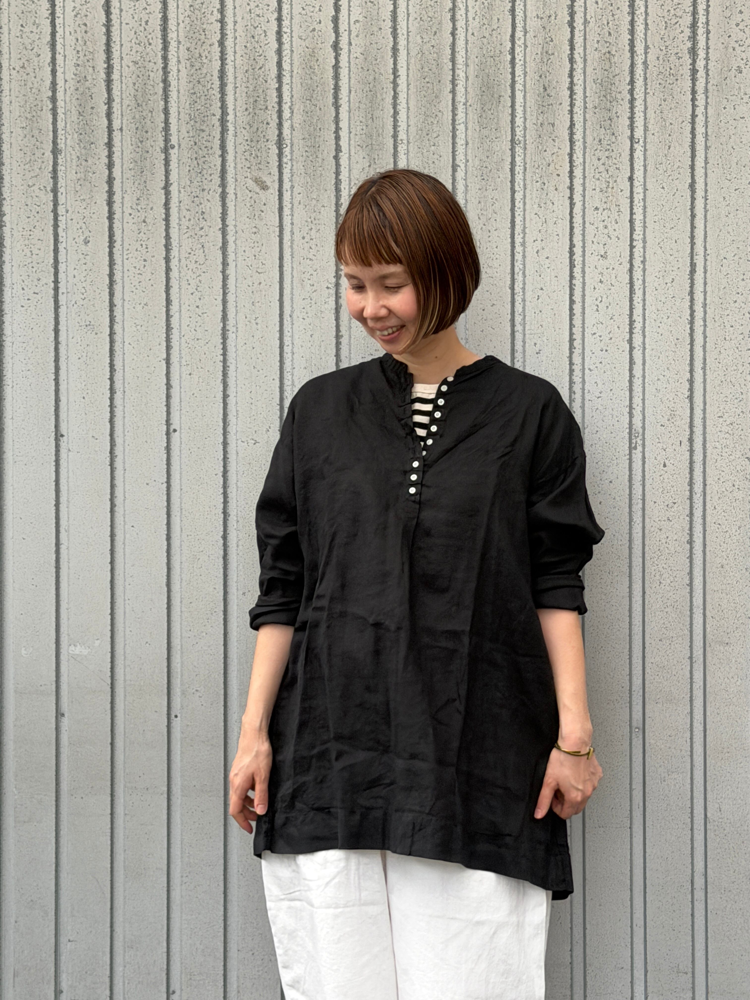 リネン日本製品染めシャツチュニック/ sunvalley/ リネン日本製品染め多釦チュニック/ sunvalley/SKT007002 | WACKY