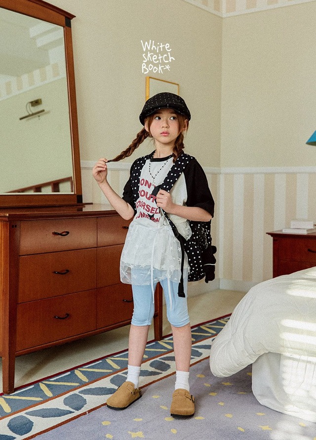 【取寄】white sketchbook｜new 5-part leggings｜ニュー5分丈レギンス｜5-17｜kids&jr｜26 summer