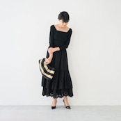 SINME コットンレーススカート ブラック