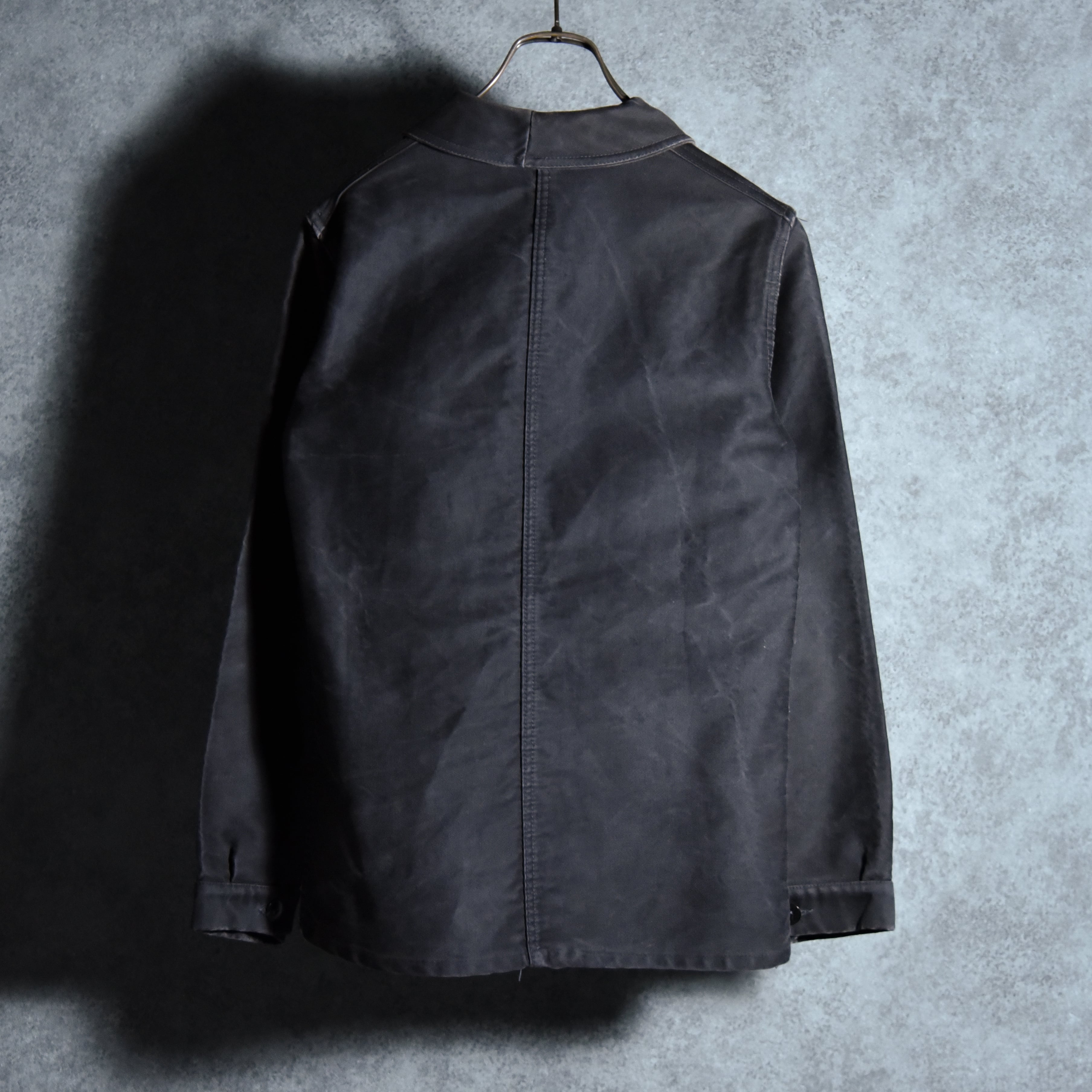 1950年代　フランス　ブラックモールスキンワークコート 50s French Work Black Moleskin Jacket ブラック モールスキン