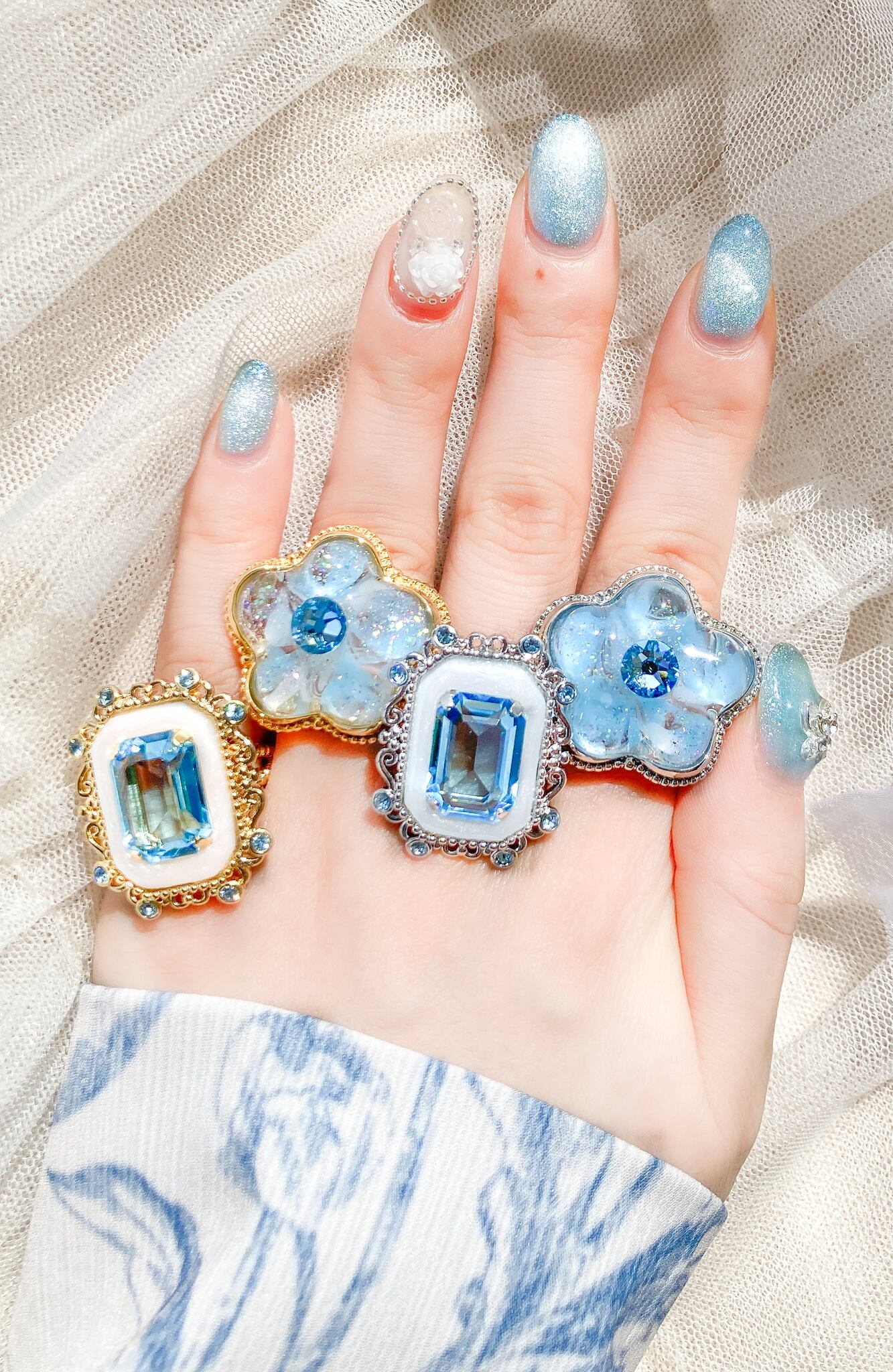 flower ring (blue) | マルベリコ
