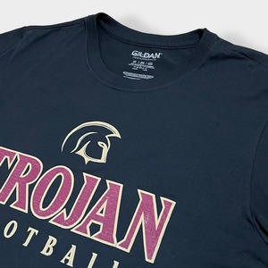 【GILDAN】カレッジ LSC 南カリフォルニア大学 TROJAN FOOTBALL ロゴ プリント Tシャツ t-shirt  半袖 黒 LARGE us古着