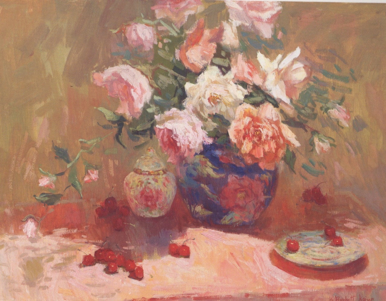 青い花瓶のバラ | Roses with Blue Vase | Gallery Enatsu 江夏画廊