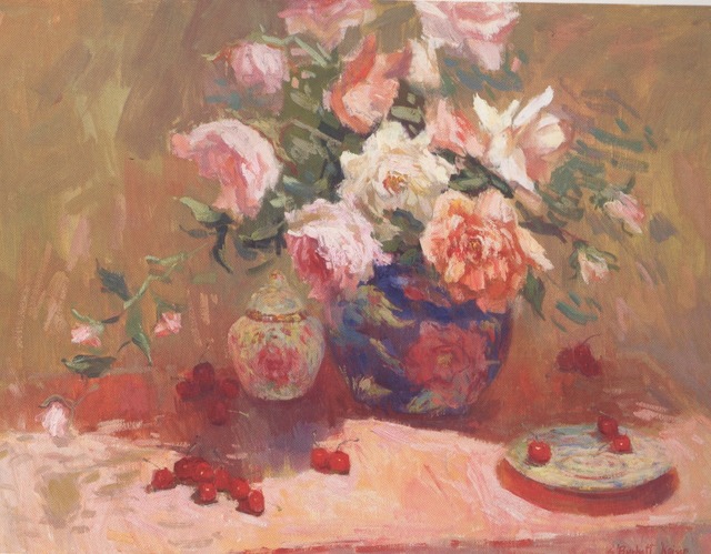 青い花瓶のバラ | Roses with Blue Vase