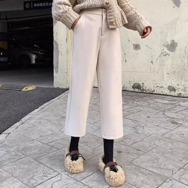 143cm〜　九分丈ストレートウールパンツ