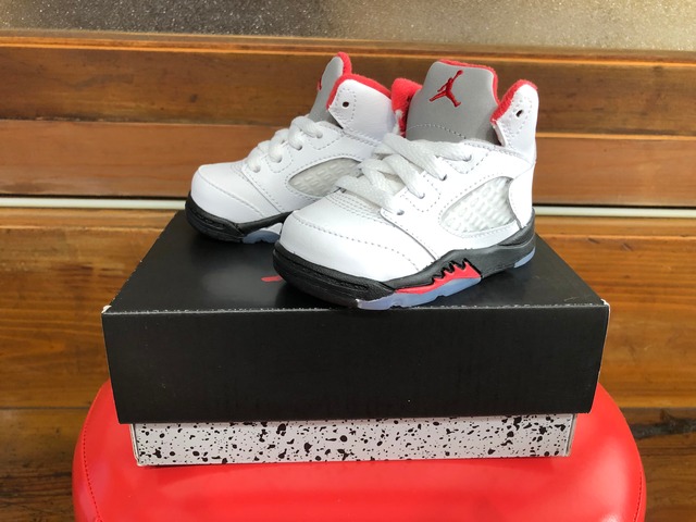 NIKE JORDAN 5 RETRO TD (TRUE WHITE/FIRE RED-BLACK)