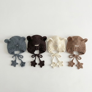 【HAT】暖かいクマ無地帽子