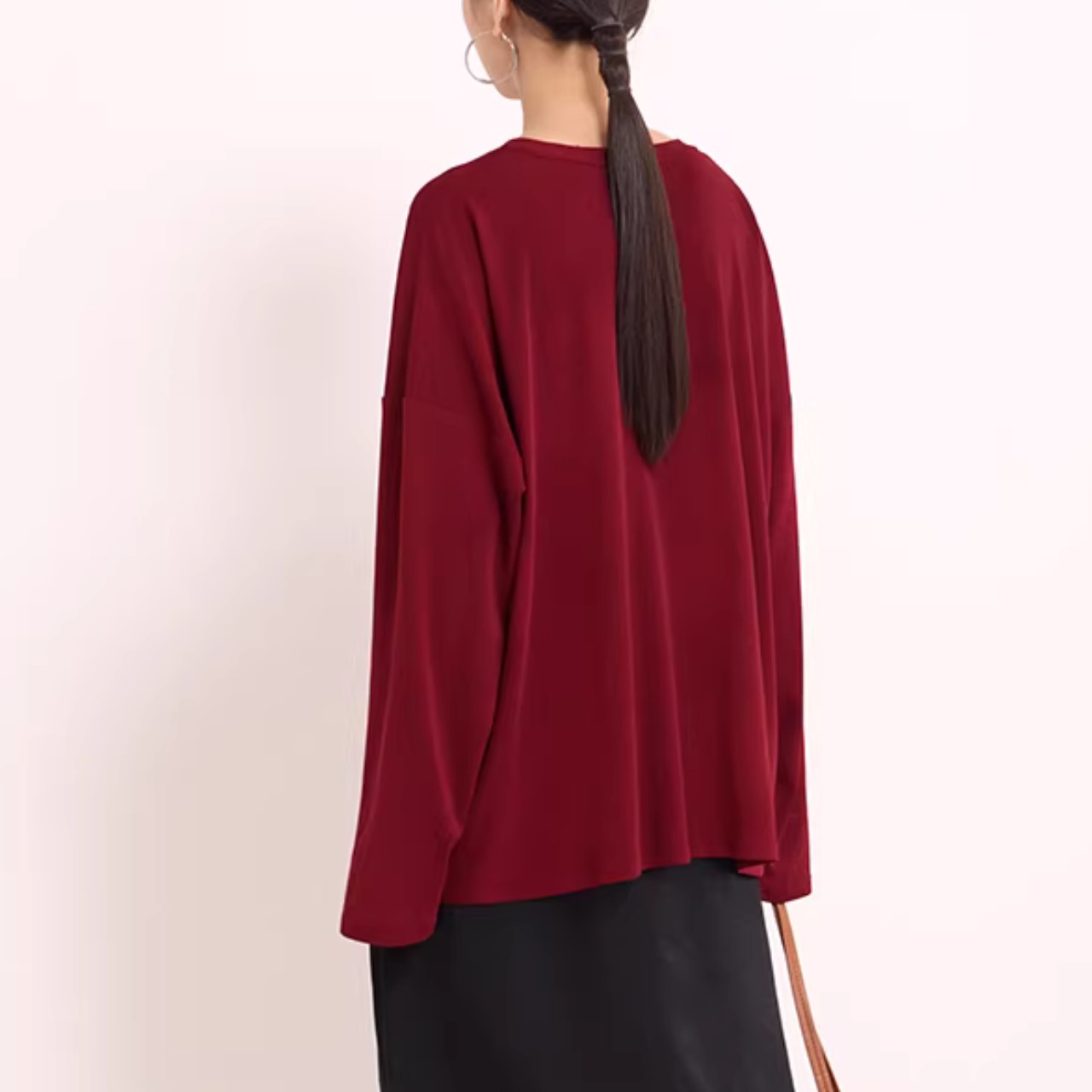 長袖 ラウンドネック オーバーサイズ カットソー 00024・画像8