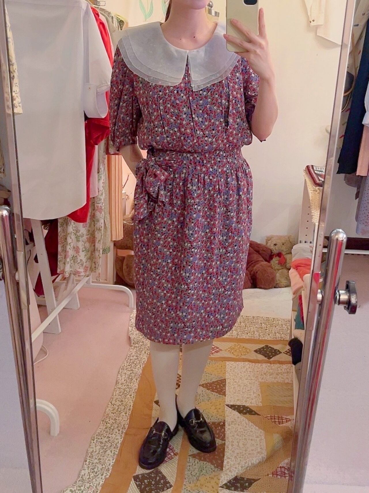 big collar side ribbon one-piece