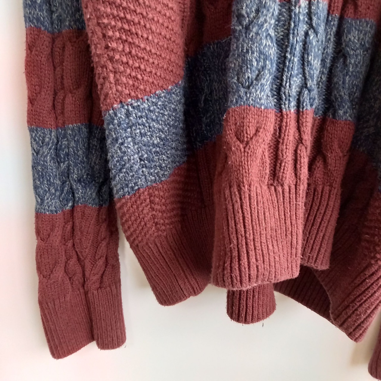 トミーヒルフィガー　ショールカラー　ケーブル編み　コットンセーター　ボーダー　M