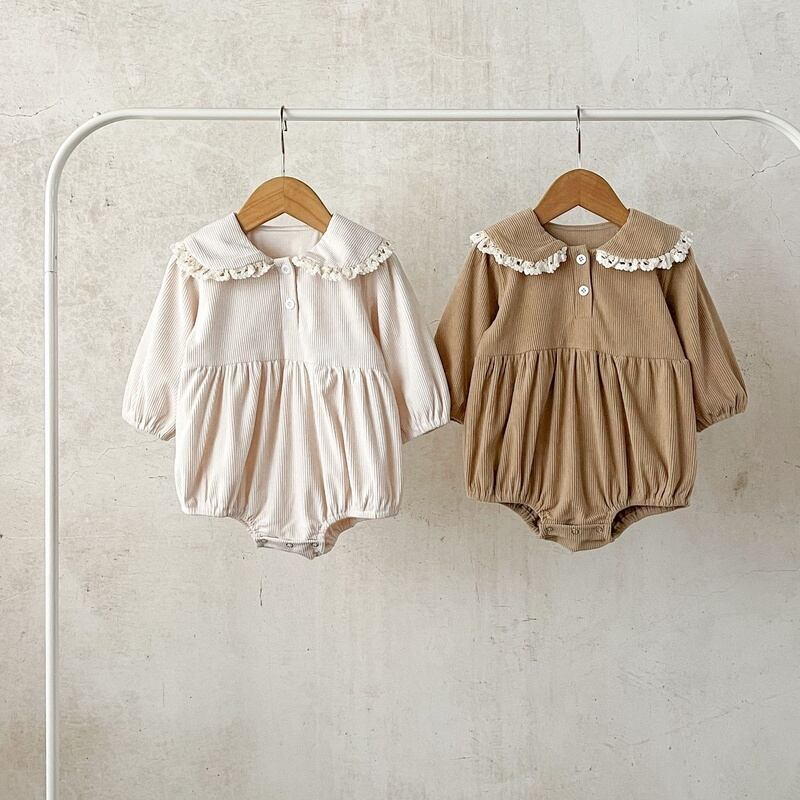 【BABY】韓国風 可愛いレース襟ロンパース