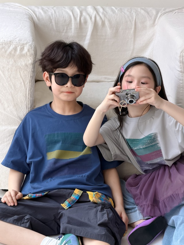 【KID】オーロラプリズムプリント半袖クルーネックTシャツ - 18