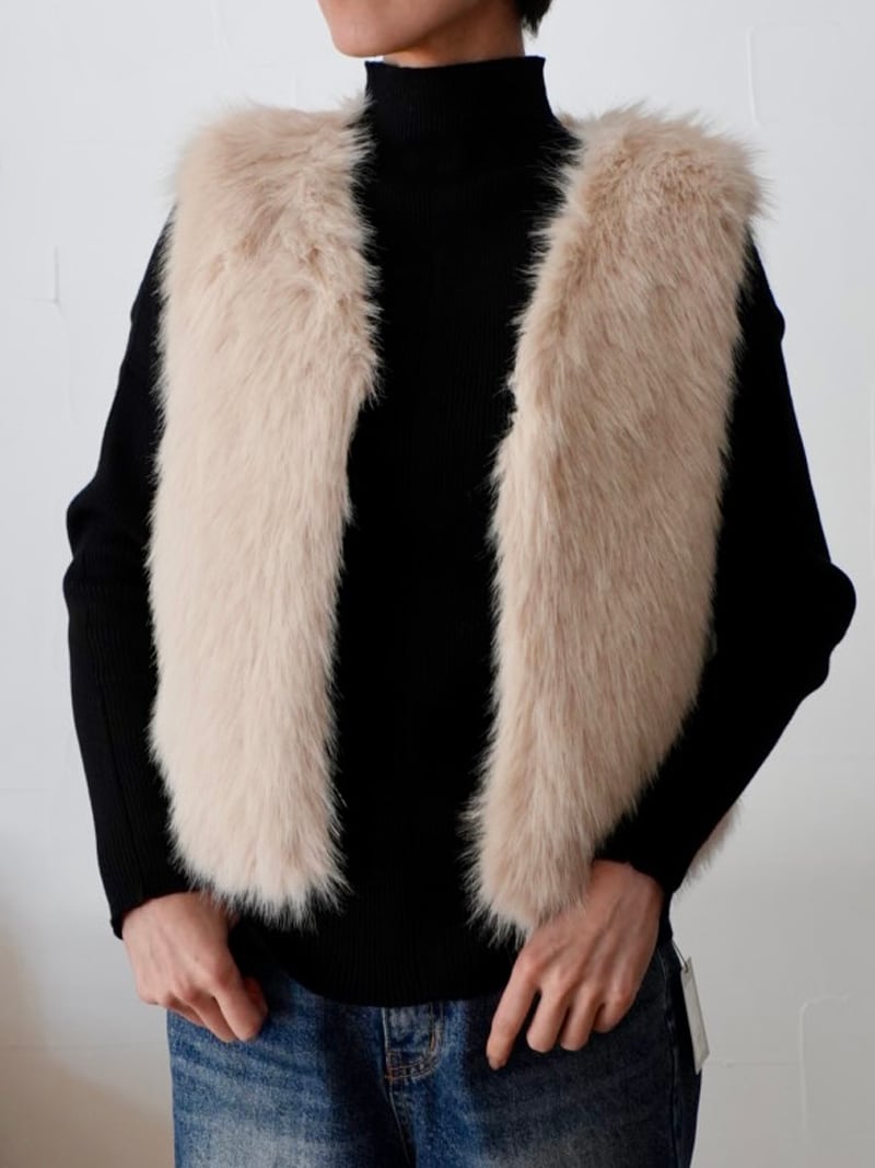 【SALE】301s. TOLNERA/トルネラ ラメ入りフェイクファーベスト(off white、beige、brown) (No.T57145)