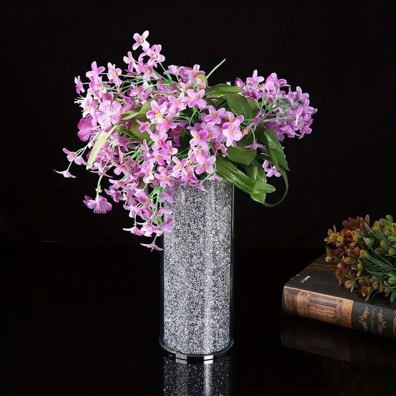 花瓶 フラワーベース 花器 ガラス クリスタル風ラインストーン