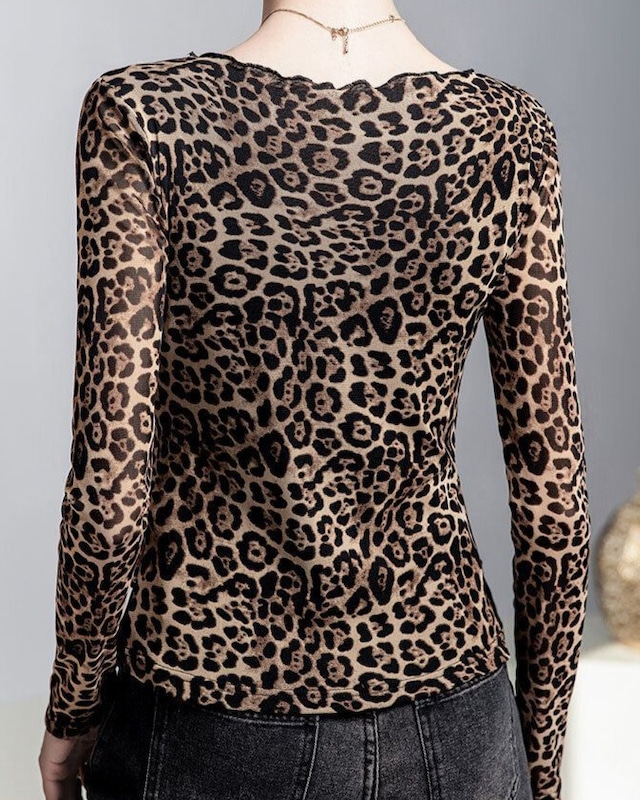 ドレープ レオパード ロングスリーブ カットソー ds1073