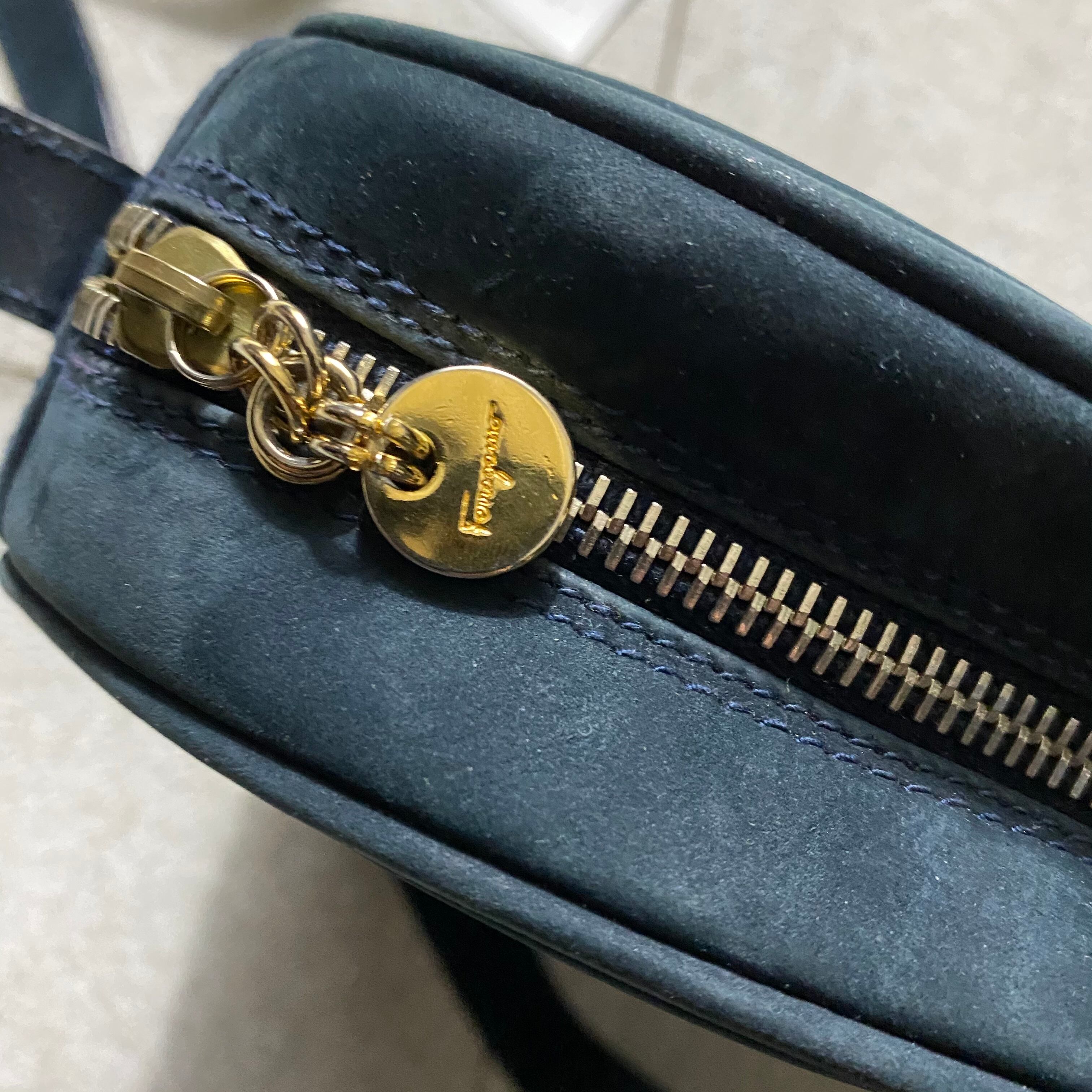 SALVATORE FERRAGAMO suede shoulder bag “gancini” | NOIR ONLINE