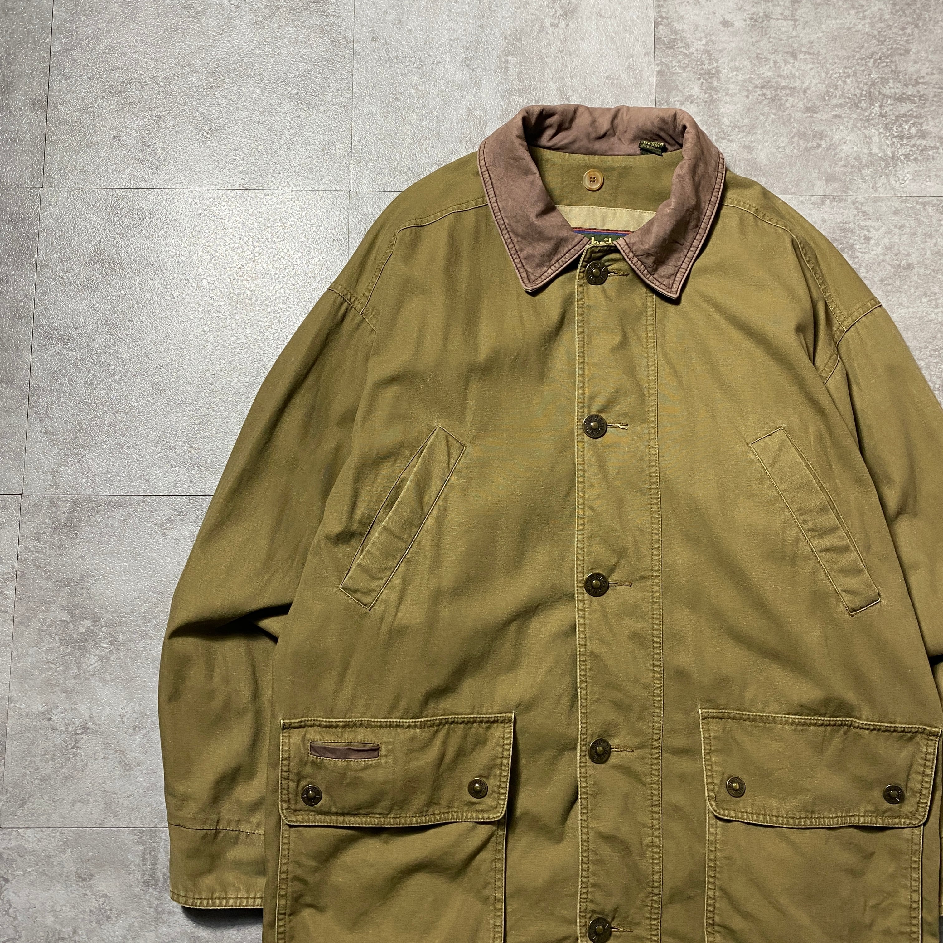 90's Timberland ティンバーランド レザー襟 メタルボタン ミドル丈