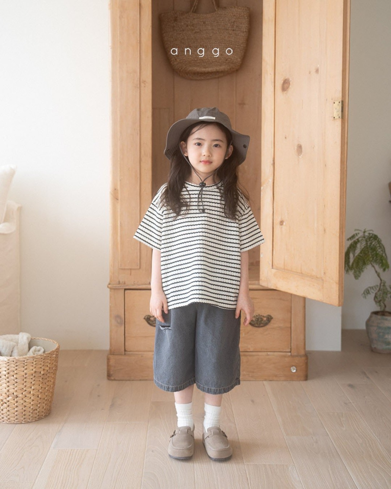 【anggo】サマーワッフルボーダーT ブラック 80〜120cm - 9
