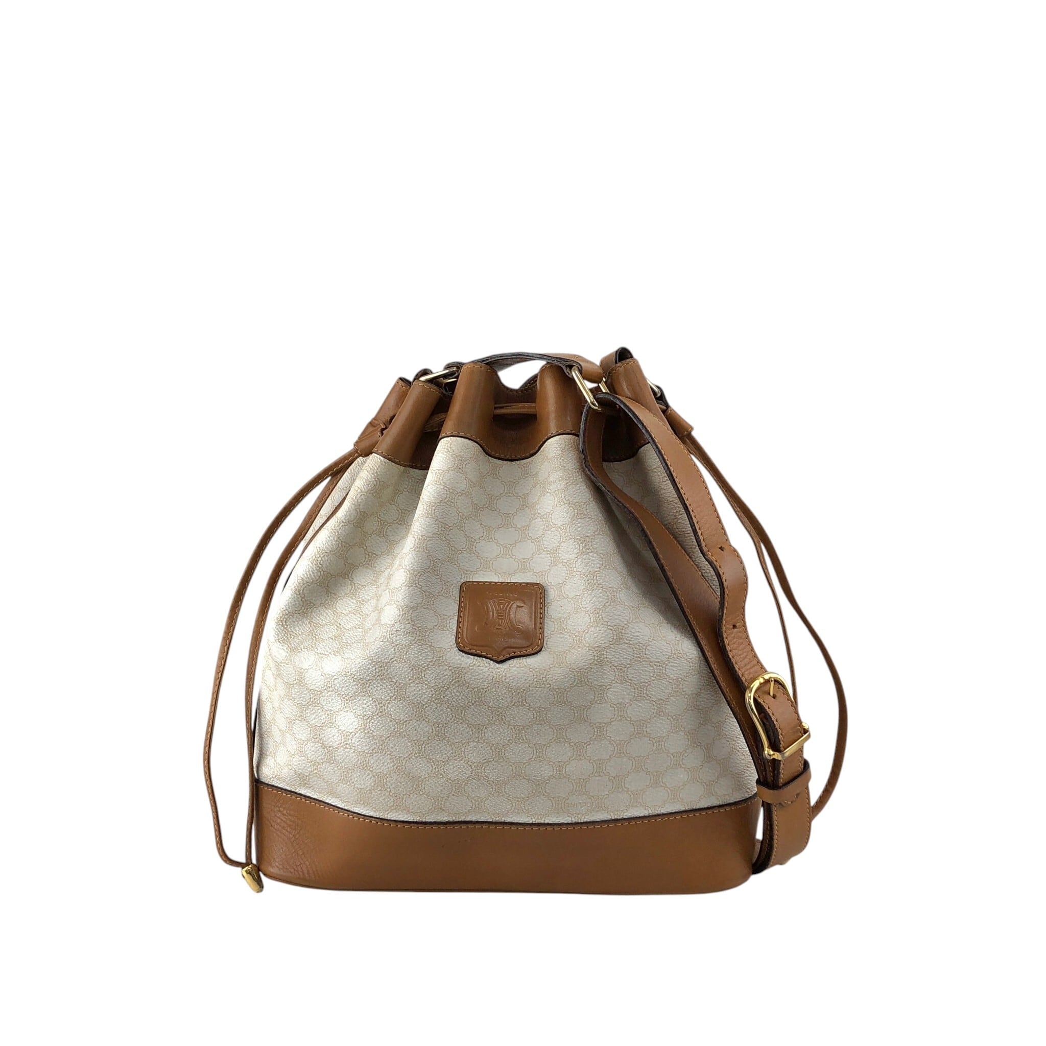 ★CELINE セリーヌ マカダム  ショルダーバッグ ホワイト ブラゾン型押し PVC レザー  j56zbi CELINE セリーヌ マカダム ショルダーバッグ ホワイト ブラゾン型押し