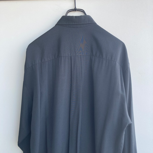 80s 長袖ポリエステルシャツ ゴシックデザイン 画像3