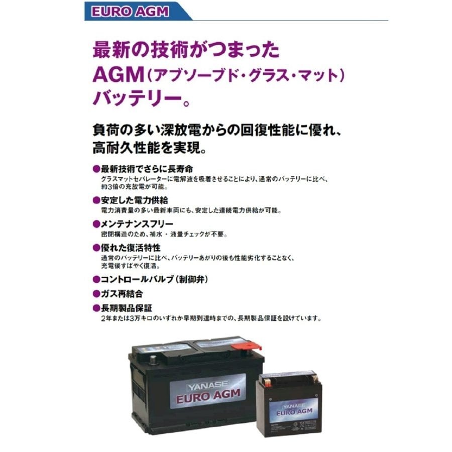 YANASE SBAGG Ah ユーロAGM 外車用バッテリー   ANKGLID Power