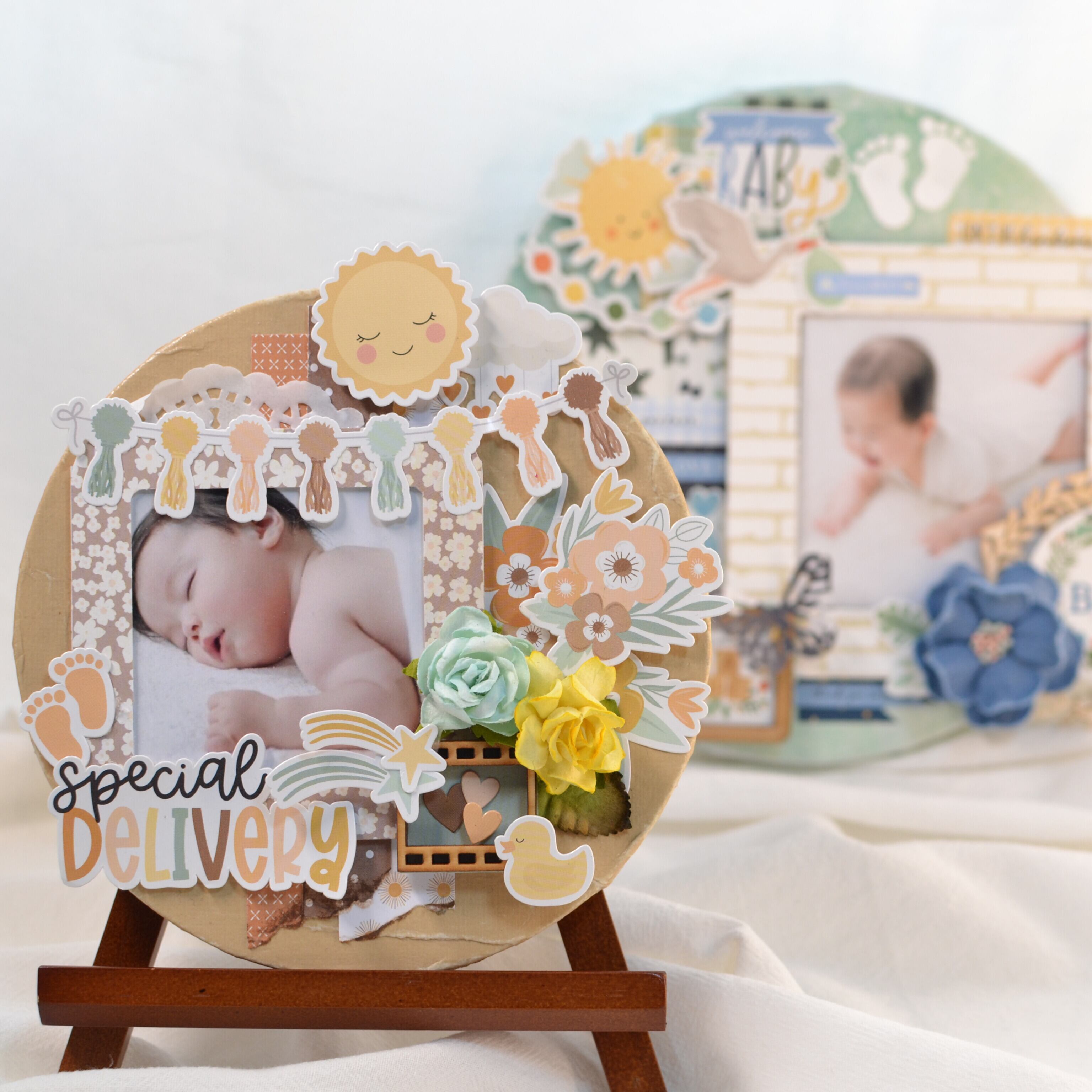 期間限定価格【お試しサイズ】円形フォトフレーム(ベージュ)男女共用※ユニーク好きなこだわりママさんへ