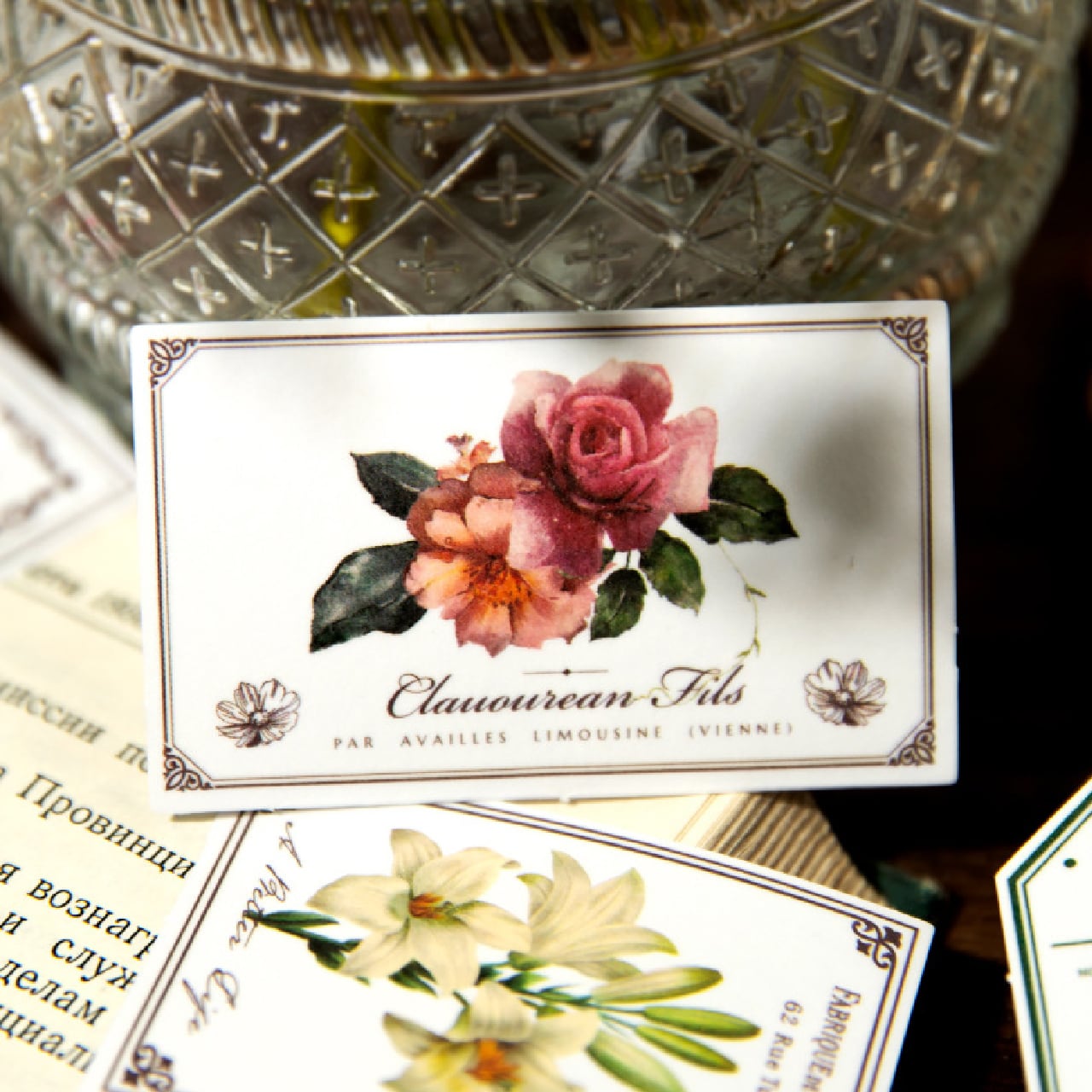 タグ 花束 ステッカー 全4種 30枚 シール 貼り物 レトロ ヴィンテージ