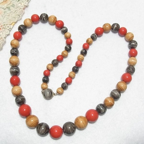 カラフルビーズネックレス　ヴィンテージネックレスのセール通販　10007N