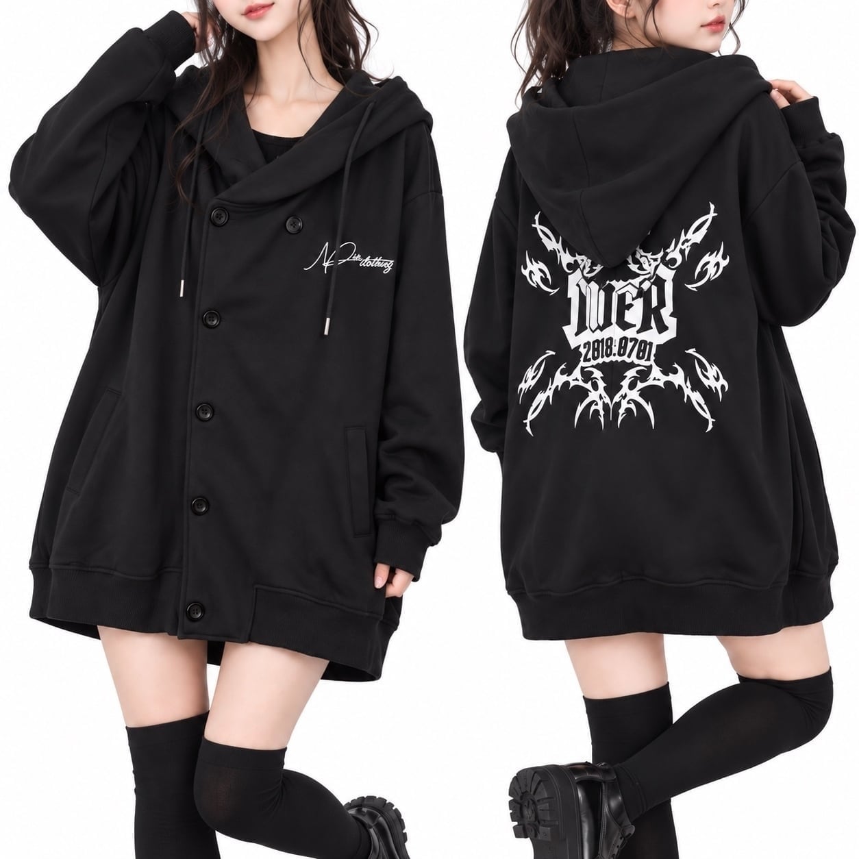 シルバーウィーク限定半額SALE》BIG HOOD UNISEX BLACK COAT | NIER