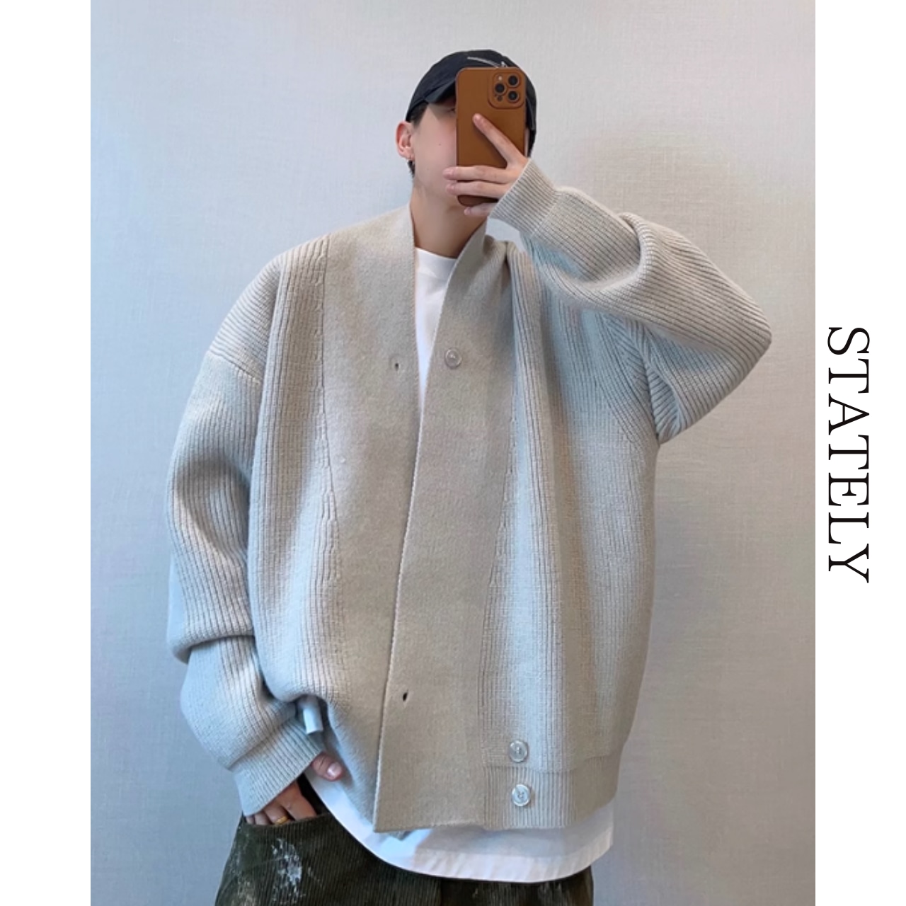 ボリュームリブニット シンプルカーディガン_T130・画像2