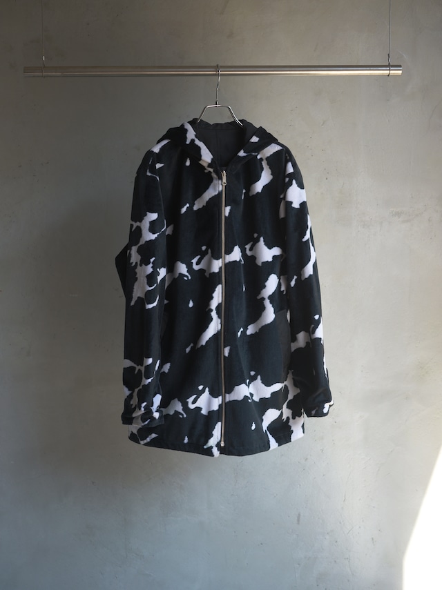 【ご予約商品】Solid / Cow Pattern Reversible Hooded Coat