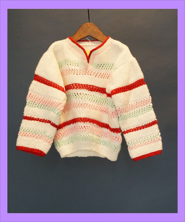 【送料無料】【KIDS】70's dead stock vinage hand knit 8-10 years old MADE IN FRANCE