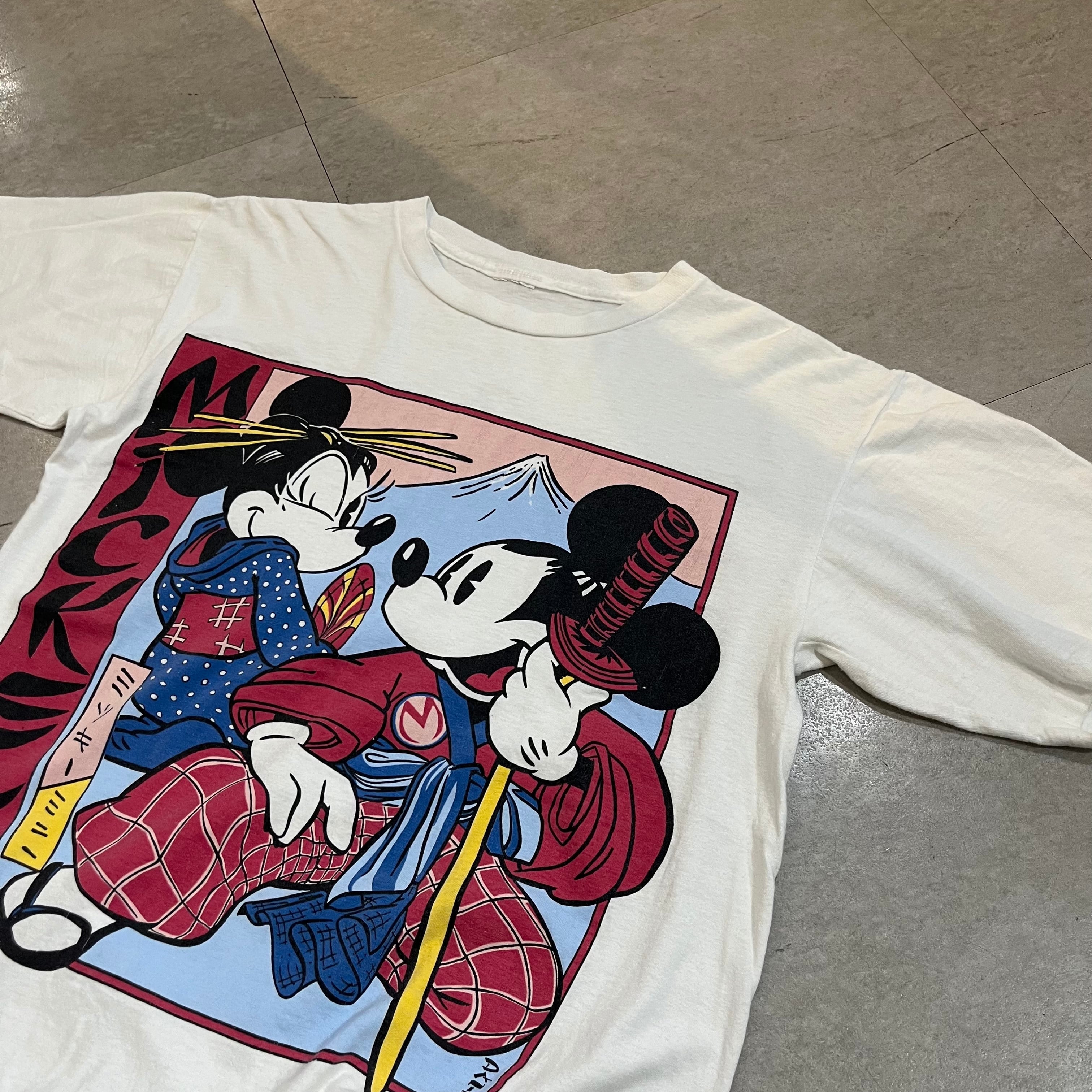 90年代 MICKEY MICKEY MOUSE ミッキーマウス キャラクタープリントTシャツ メンズL ヴィンテージ /eaa258115