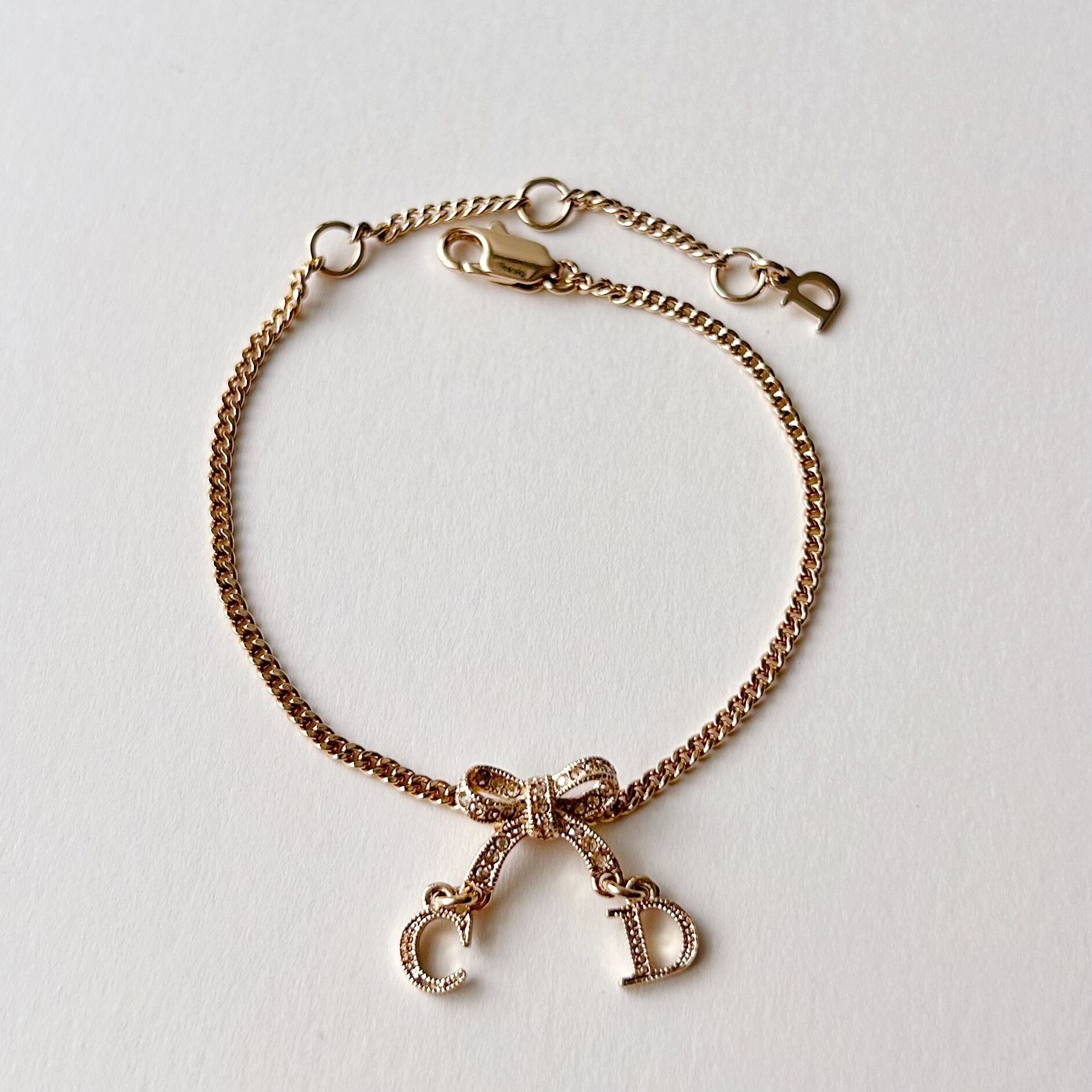 B5538】Christian Dior ribbon logo bracelet/クリスチャンディオール