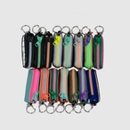 vibram coin pouch keychain (mint×orange) with blue glowing zip