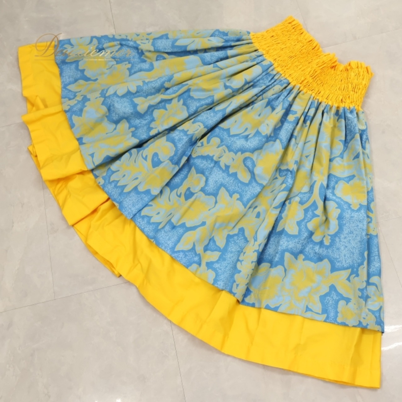 フラダンス 衣装 パウスカート ブルー系 ハイビスカス柄 ハワイアンプリント アロハ フラワープリント 花柄 レッスン 練習 ダブル スカート かわいい さわやか おしゃれ 華やか 鮮やか イエロー系 水色 黄 フラ ダンス ブルー イエロー フラダンス衣装 ハワイアン ダンス衣装 レディース お洒落 かわいらしい 華やかさ 軽やか