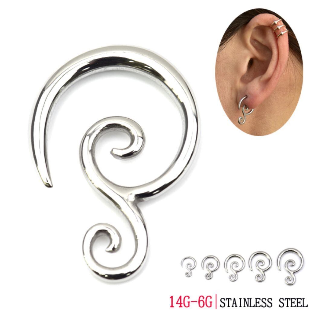 ボディピアス 14G 12G 10G ダブル スパイラル デザイン フックピアス