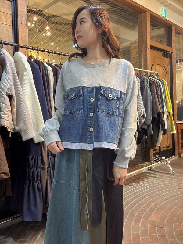 セブンデイズ　1251252　デニム切替TOPS