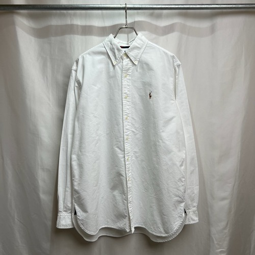 90s〜 Ralph Lauren CLASSIC FIT　オックスフォードシャツ　BD　マチ付き　無地　長袖シャツ　L
