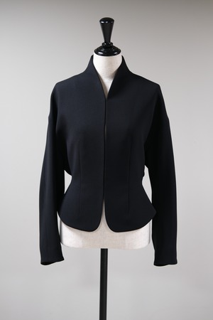【Mame Kurogouchi】Acetate Polyester Collarless Short Jacket