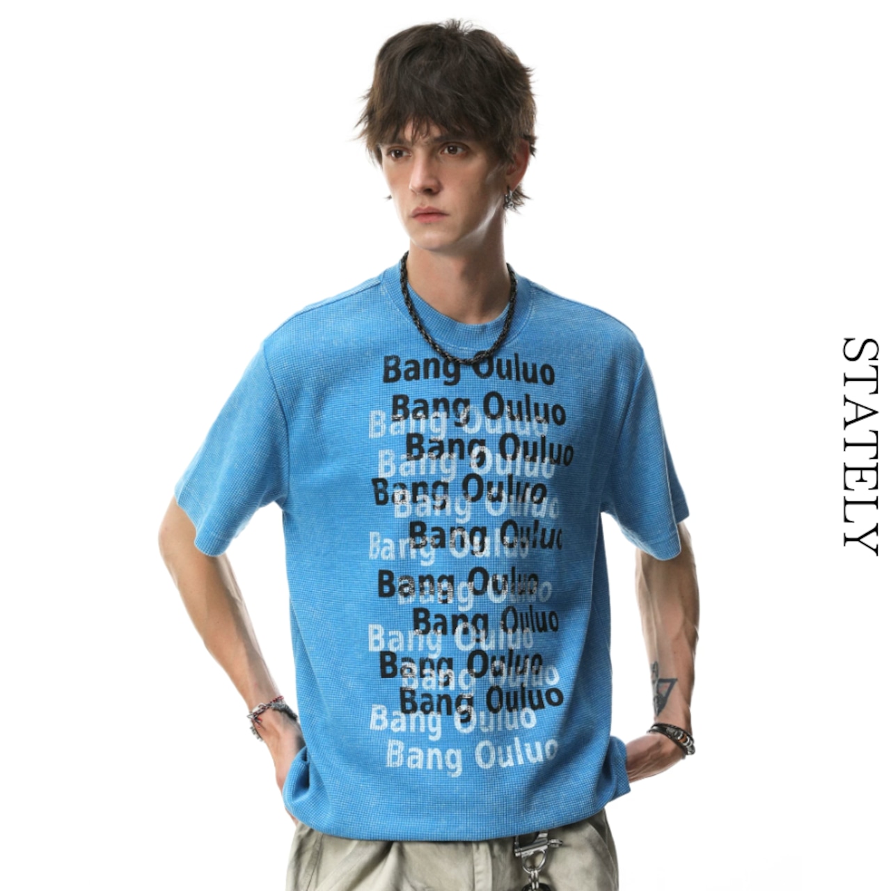 Shadow Text ワッフルTee/2color_T208・画像8