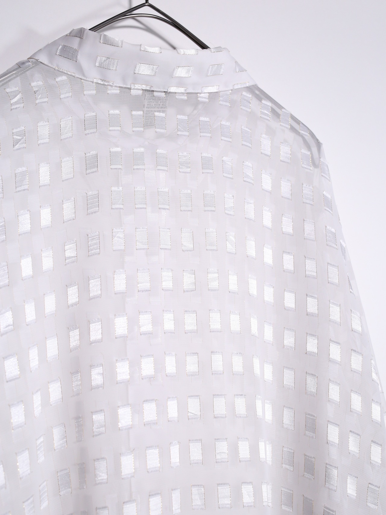 square jacquard white sheer shirt - 13
